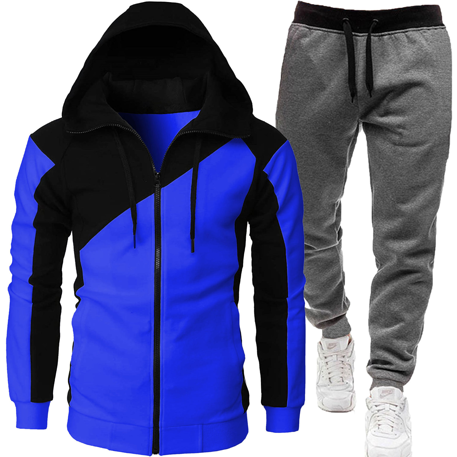 블루 + 다크 그레이 팬츠