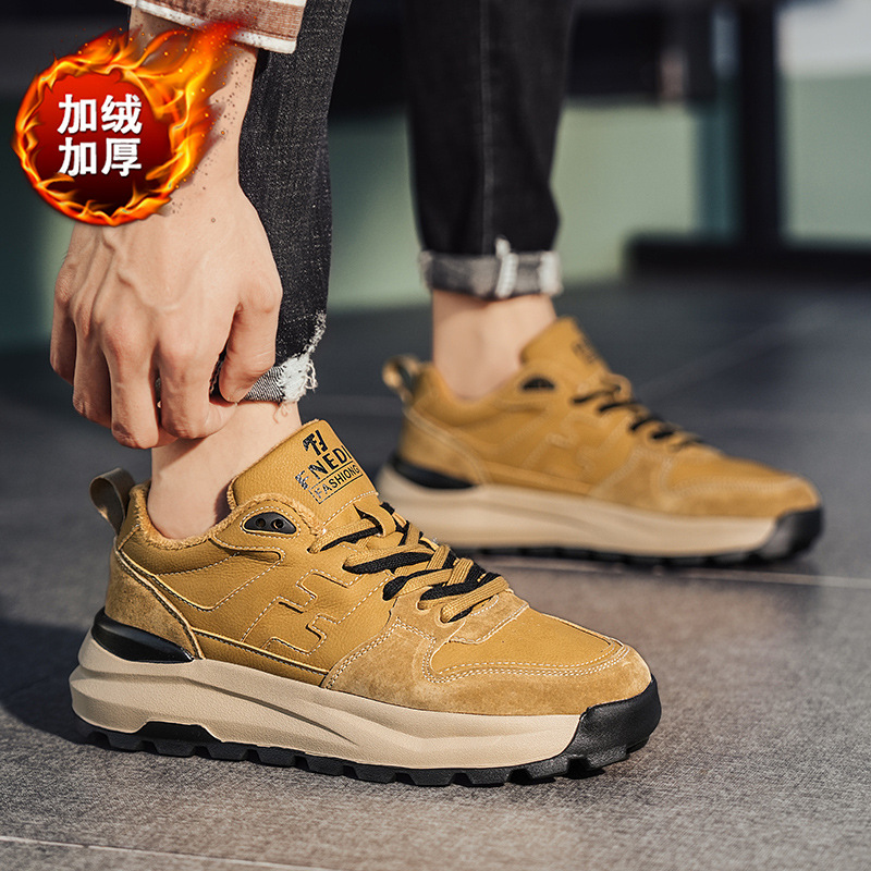 Men's Shoes Winter New Arrival fleece-lined Light Casual Sports Trendy Shoes Men's Thick-soled Torre Shoes Vintage Running Shoes