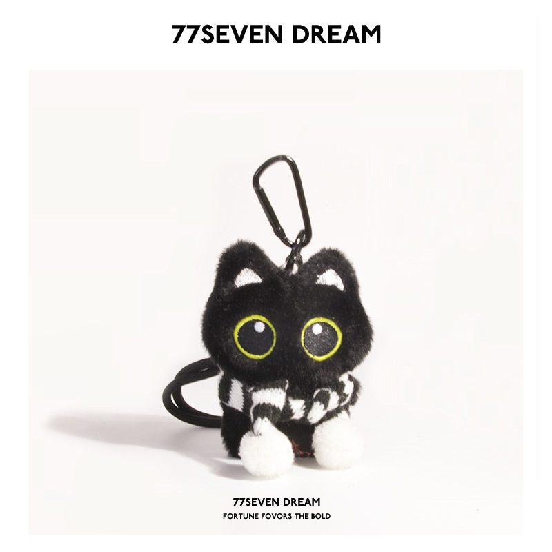 小さな黒猫バッグペンダントかわいいぬいぐるみ人形車のキーホルダーペンダントチェーン学生ギフトトレンディ|undefined