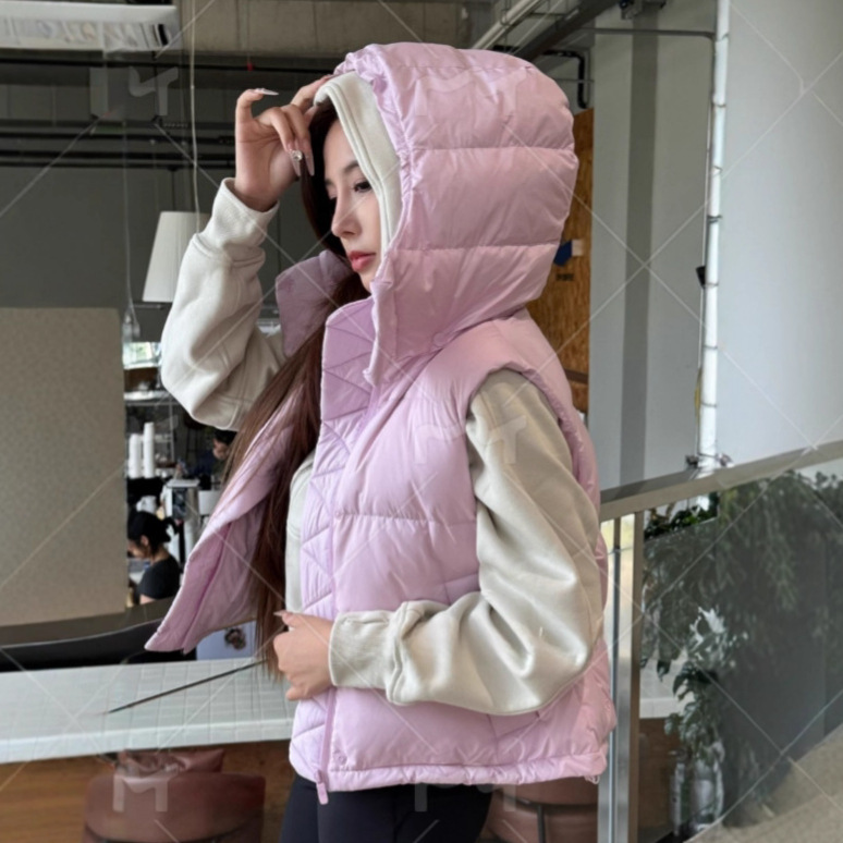 Lulu Same Wunder Puff Puff Four-compartment Vest Down Jacket Short Warm Lightweight Hooded Vest