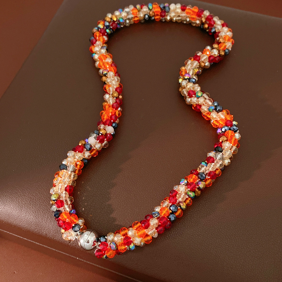 Collar de absorción de vidrio de colores cuentas personalidad temperamento de moda nicho collar de clavícula ligero lujo alta sensación collar mayorista image 7