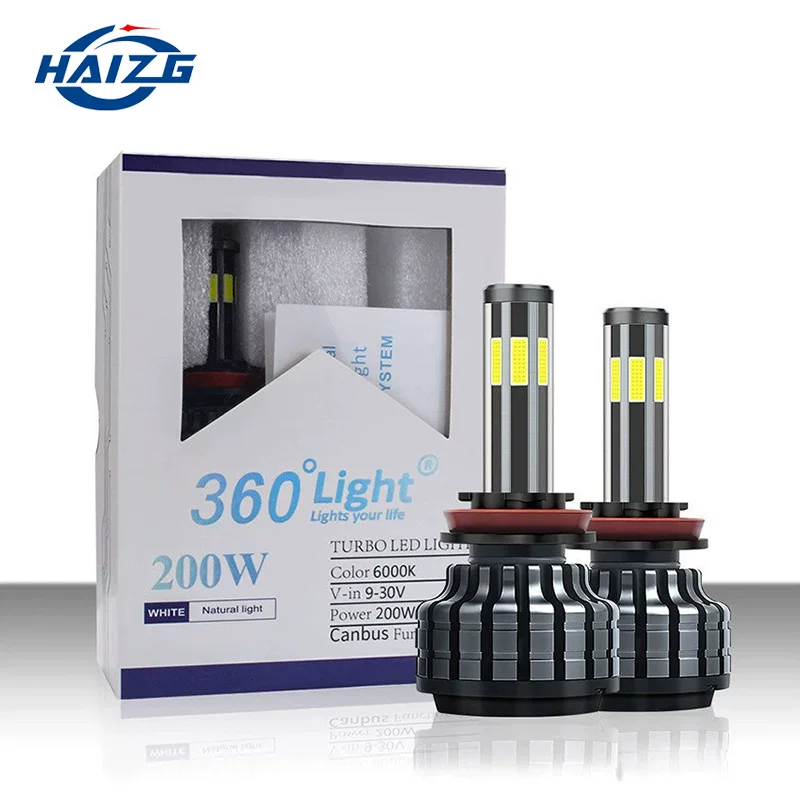 HAIZG Кросс-бордер горячие продажи автомобильные светодиодные фары 360 градусов шестигранный свет светит линии светодиодная передняя фара автомобиля автомобильный свет