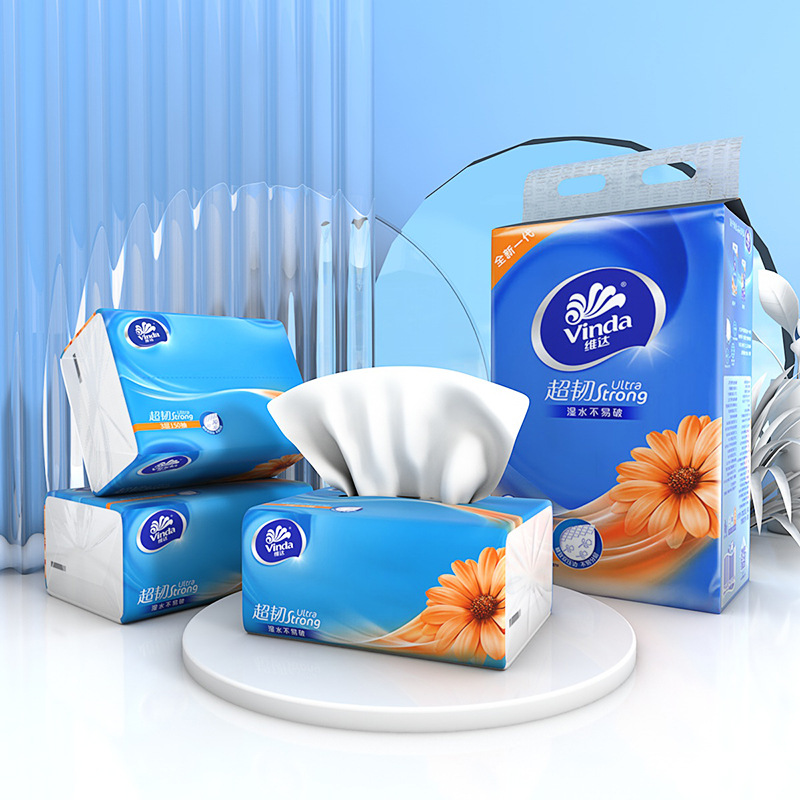 维达超韧系列抽纸3层150抽取式面巾纸3包/提V2219