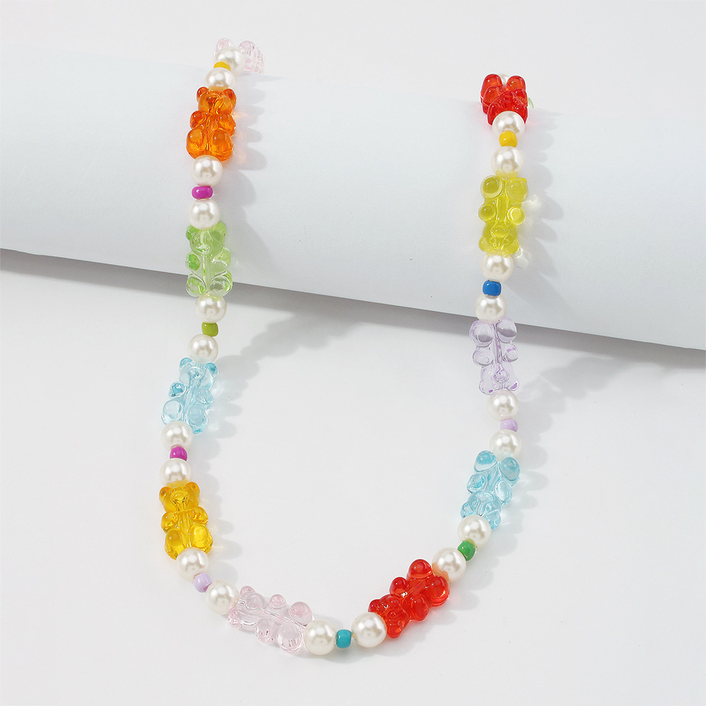 Wholesale Jewelry Color Bear Beaded Necklace Nihaojewelry display picture 8