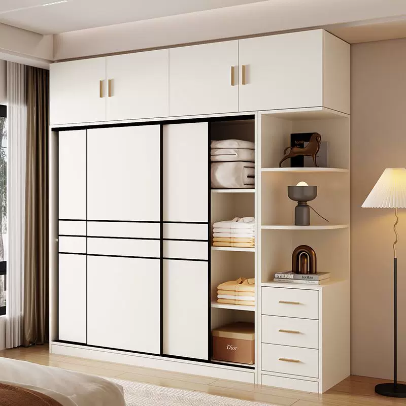 实木衣柜家用卧室衣柜简约现代杉木衣橱推拉门衣柜出租房组合衣柜