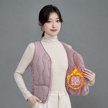 反季羽绒棉马甲女加绒加厚2025新款修身短款保暖内胆V领百搭背心