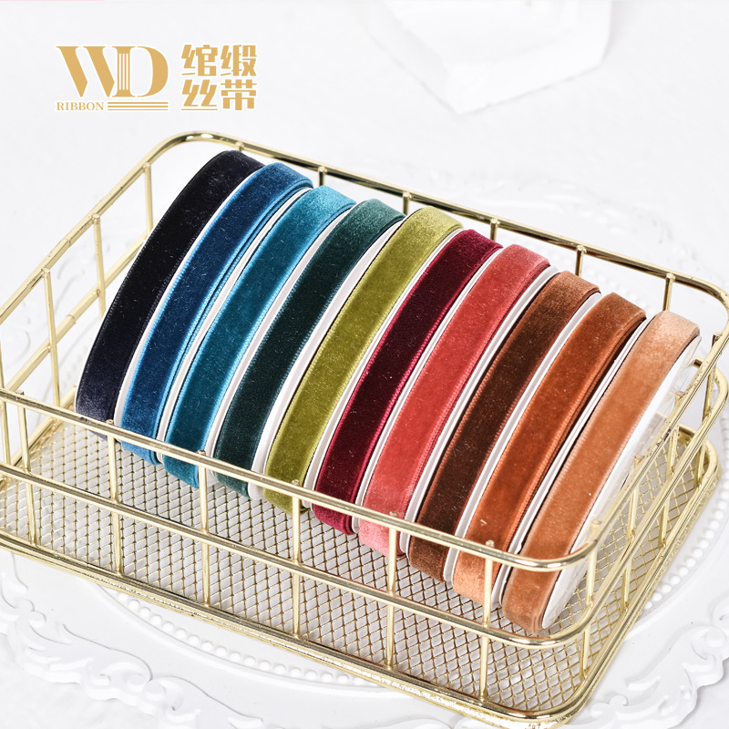 厂家批发丝绒带 手工diy发饰礼品盒包装装饰圣诞树涤纶厚植丝绒带