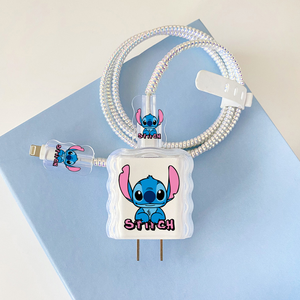 Apple 20w-A12 스티치 오버레이 헤드기어 + 물결선 클립 + 1m 레이저 흰색 로프 + 흰색 스트랩