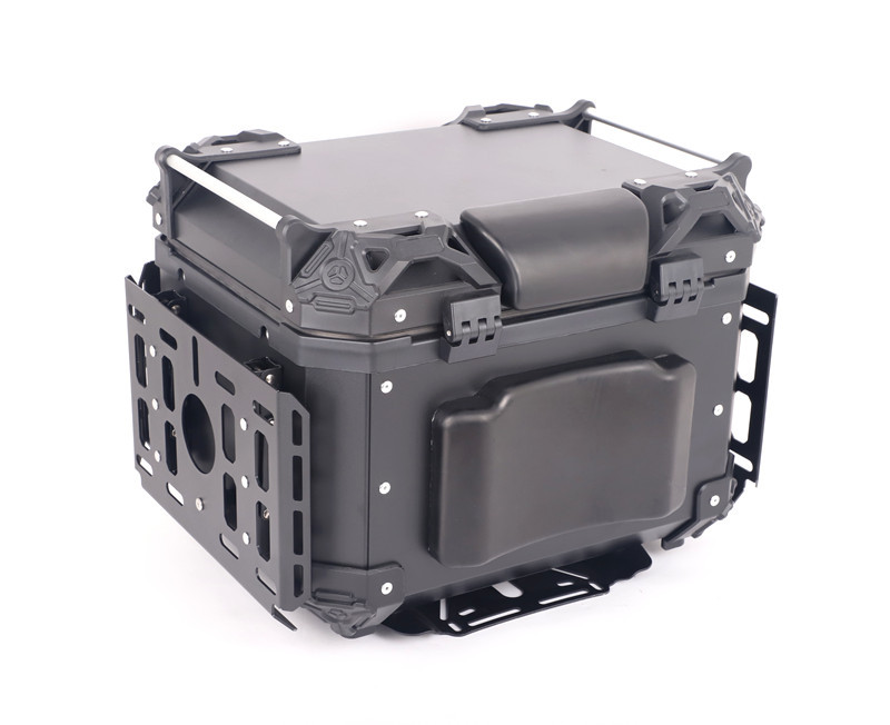 45L Motorcycle Armored Tail Box, Aluminum Alloy Tail Box, 55L Multifunctional Portable Trunk with Base Plate for Electric Vehicles