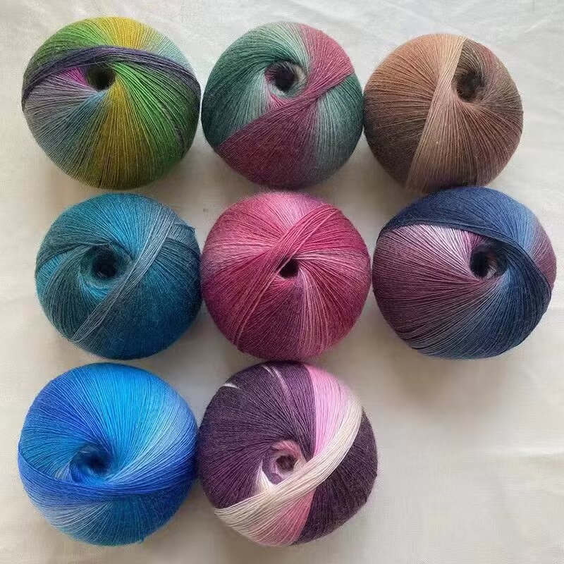400米大魔球彩虹羊毛线手编勾织披肩帽子围巾外套渐变色细毛线团