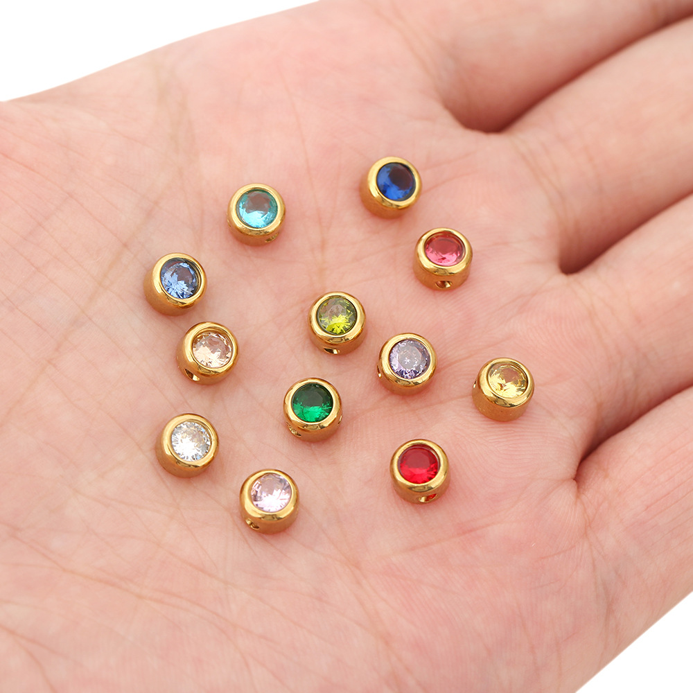 10 PCS/Package Diameter 6 Mm Hole 1~1.9mm 304 Stainless Steel Zircon Geometric Polished Beads display picture 3