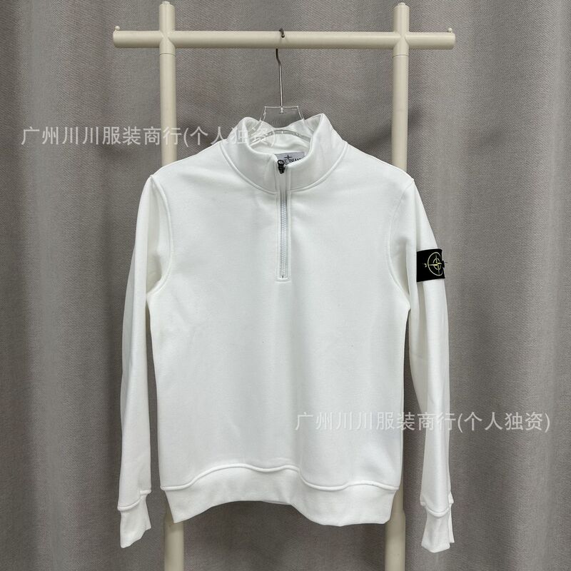 Stone石岛春秋新款ins罗盘臂徽半拉链套头衫纯色毛圈圆领宽松卫衣|undefined