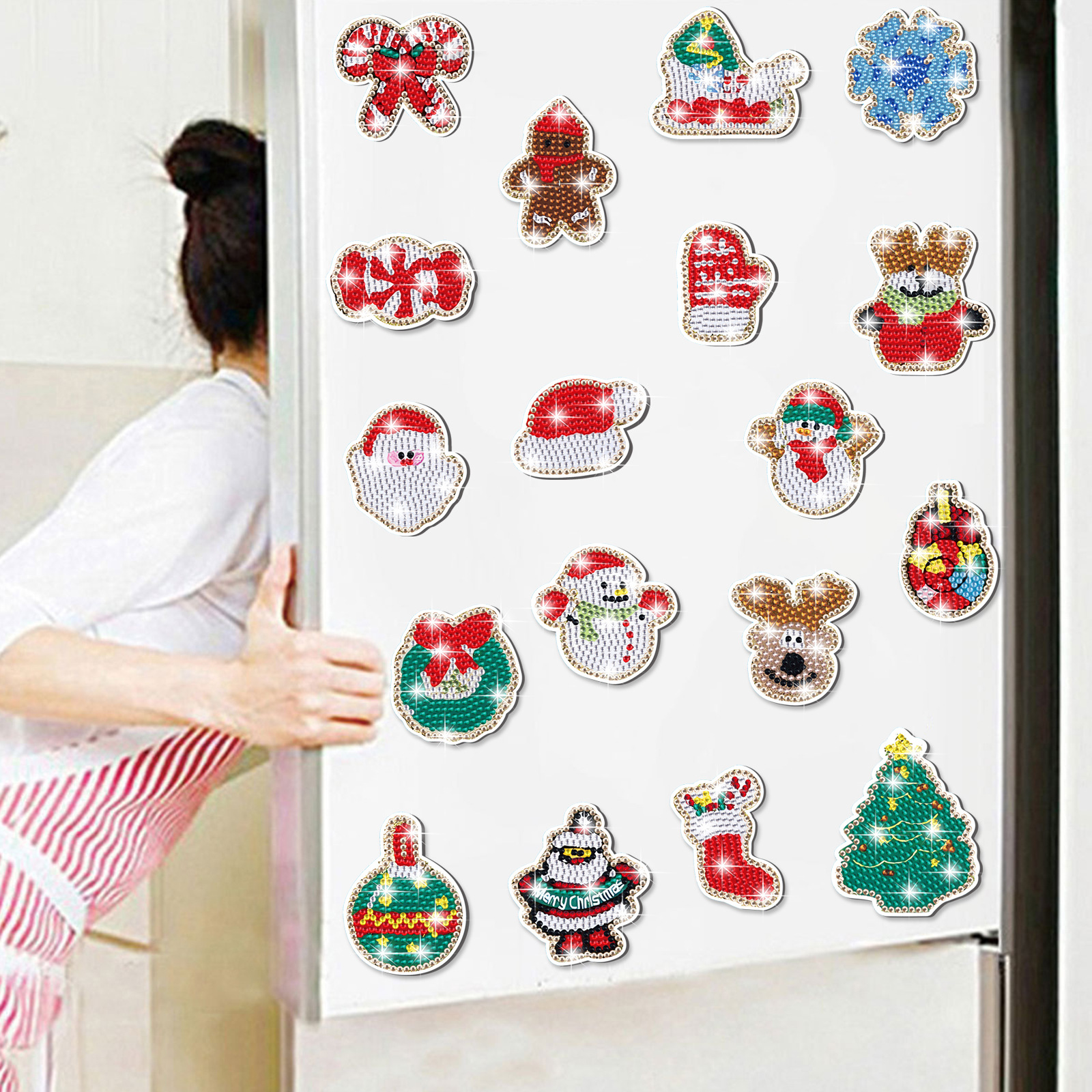 Navidad transfronteriza dibujo de diamantes adsorción pegatinas de refrigerador para niños hechos a mano diy creativo mampostería pegatinas juguetes al por mayor