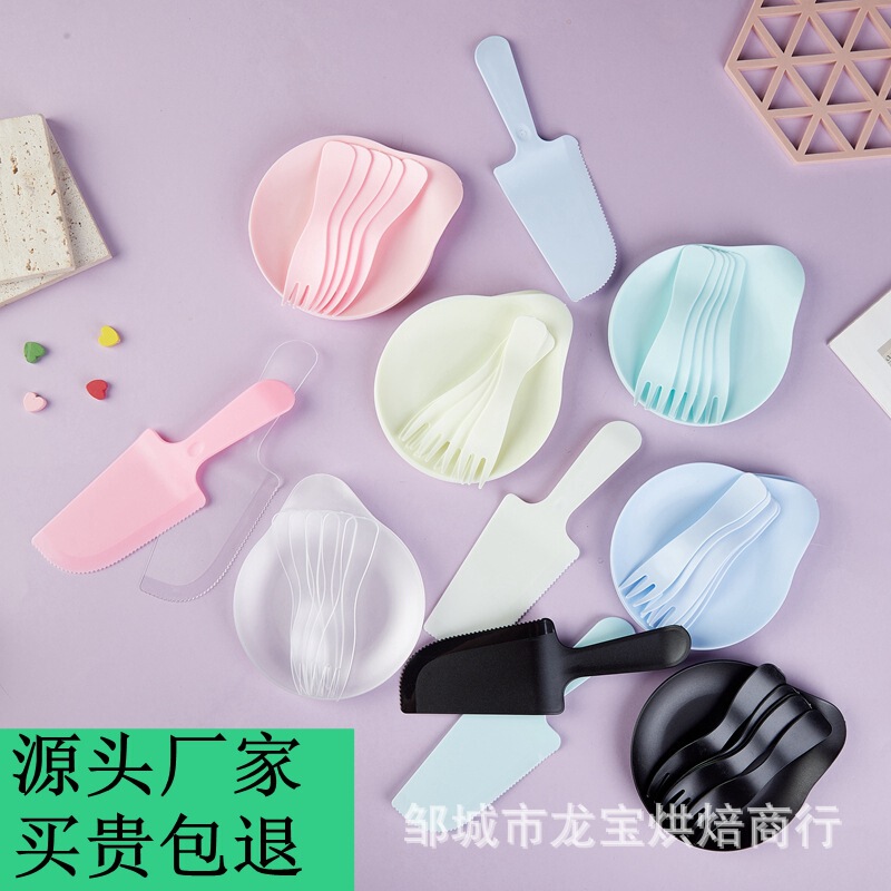 Birthday Cake Tableware Disposable Paper Plate Knife and Fork suit High-grade Drop-shaped Dinner Plate Dish Tray Tableware