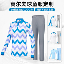 50件起订高尔夫球童服男女服装衣服套装上衣裤子长袖t恤免费LOGO