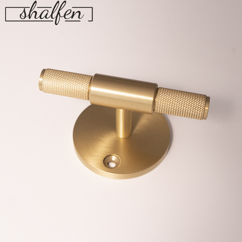 北欧ins全铜滚花拉手美式现代简约衣柜橱柜鞋柜柜门把手可做挂钩
