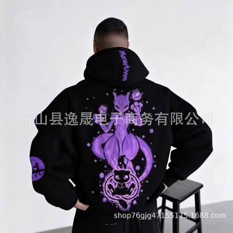 2025 Pokémon Creative Sun Eevee Printed Hoodie for Men and Women Autumn and Winter New Men's Trendy Casual Sweatshirt