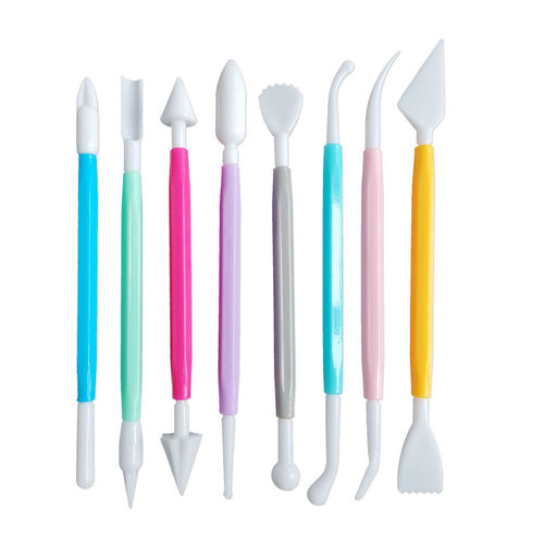 Ultra-light clay 8-piece set embossed fondant baking cake cream glue clay diy handmade soft pottery clay modeling tools