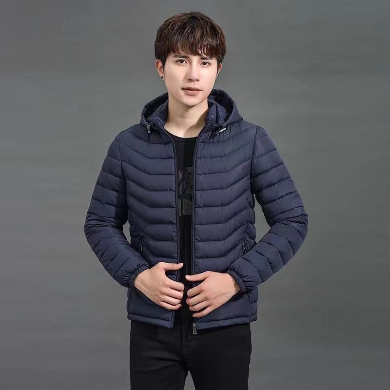 남성용 코튼 패딩 코트 새 겨울 슬림 핏 코튼 패딩 재킷 남자 패셔너블 브랜드 한국식 겨울 후드 쇼트코튼 패딩 코트 미드 그린