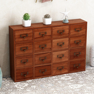 Cabinet Flower Stand Solid Wood Cabinet Mini Economical Household Zakka Storage Cabinet Drawer Handle Retro Simple Small