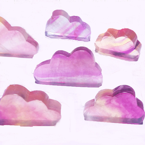 Natural Seven-Color Fluorite Cloud Carving, Candy Color DIY Accessory for Men and Women, Rainbow Fluorite Ornament
