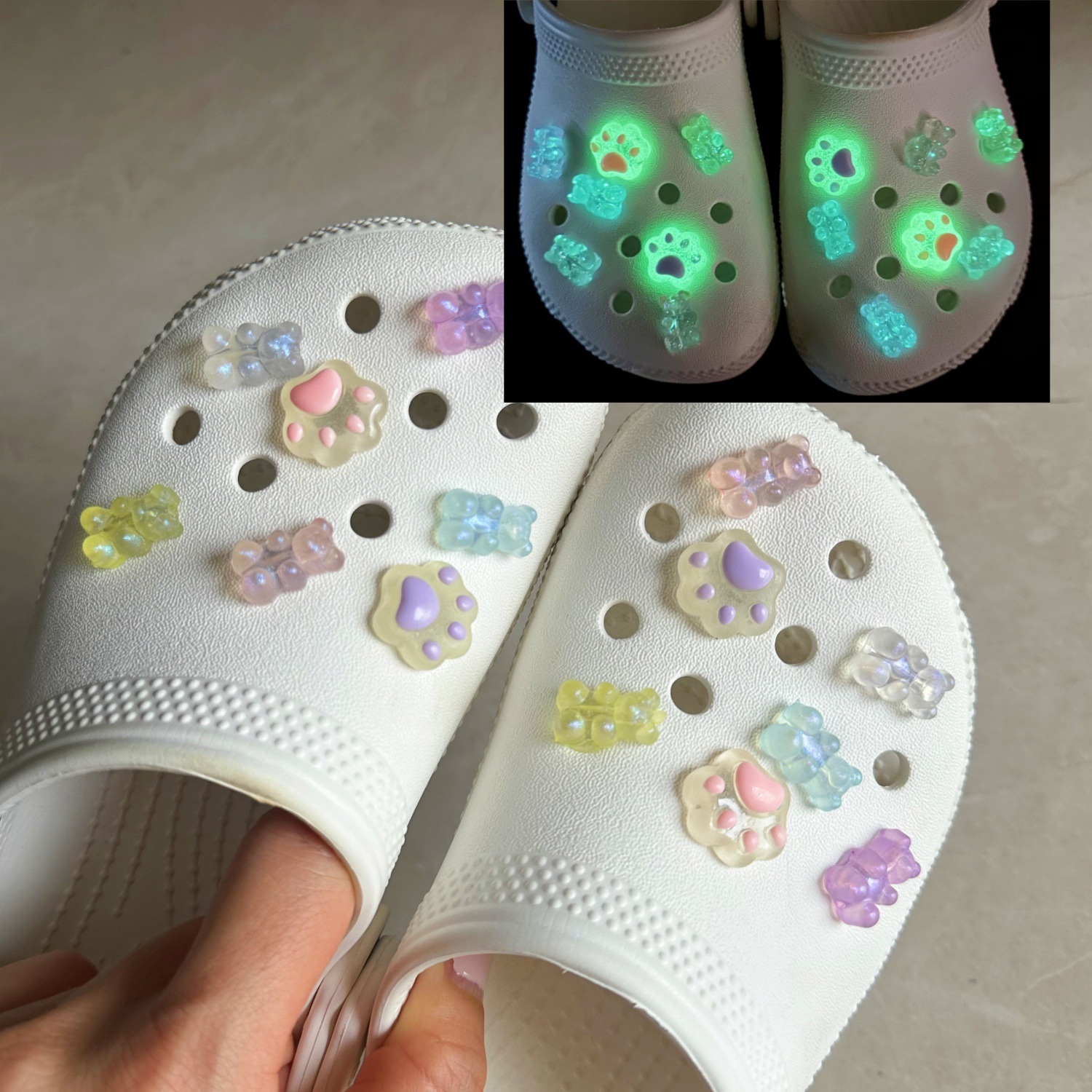AB color adorable oso guía guía zapatos guía huellas de oso guía guía zapatillas guía guía di accesorios botones