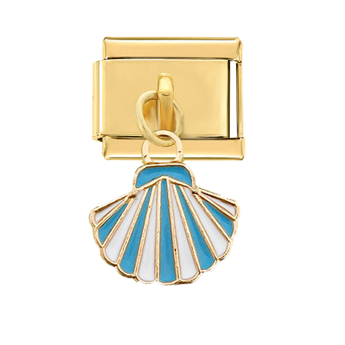 3702-골드 행잉 블루 앤 화이트 스커트