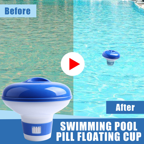 Swimming pool dosing device, swimming pool floating effervescent tablets, floating cup, swimming pool automatic dosing device, floating dosing device