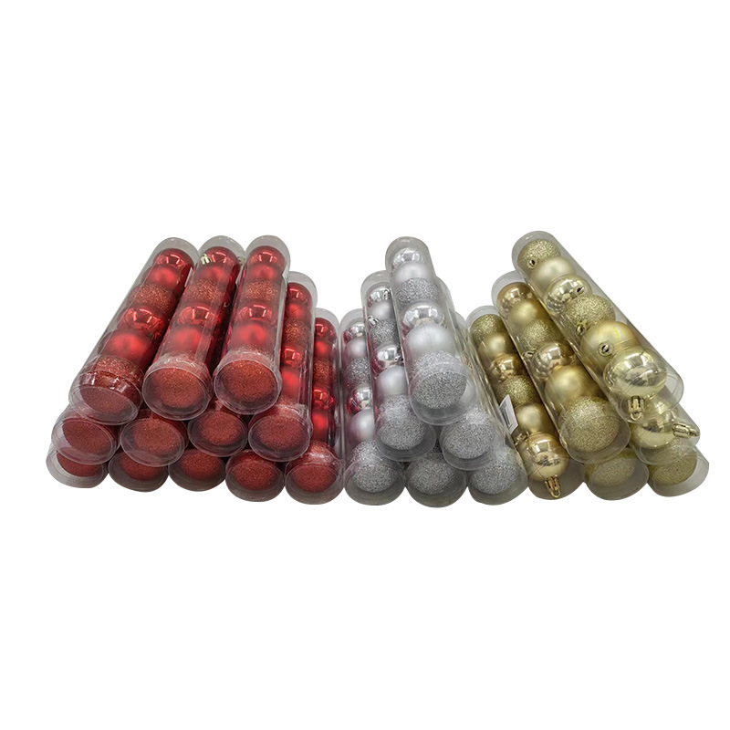 Bola de Navidad Halloween regalo de Navidad árbol de Navidad decoraciones colgante galvanoplastia bola traje de oro y plata rojo 4cm conjunto 6