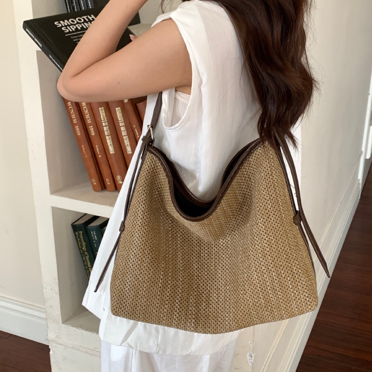 Woven Slouchy Large Zip Crossbody Bag 1