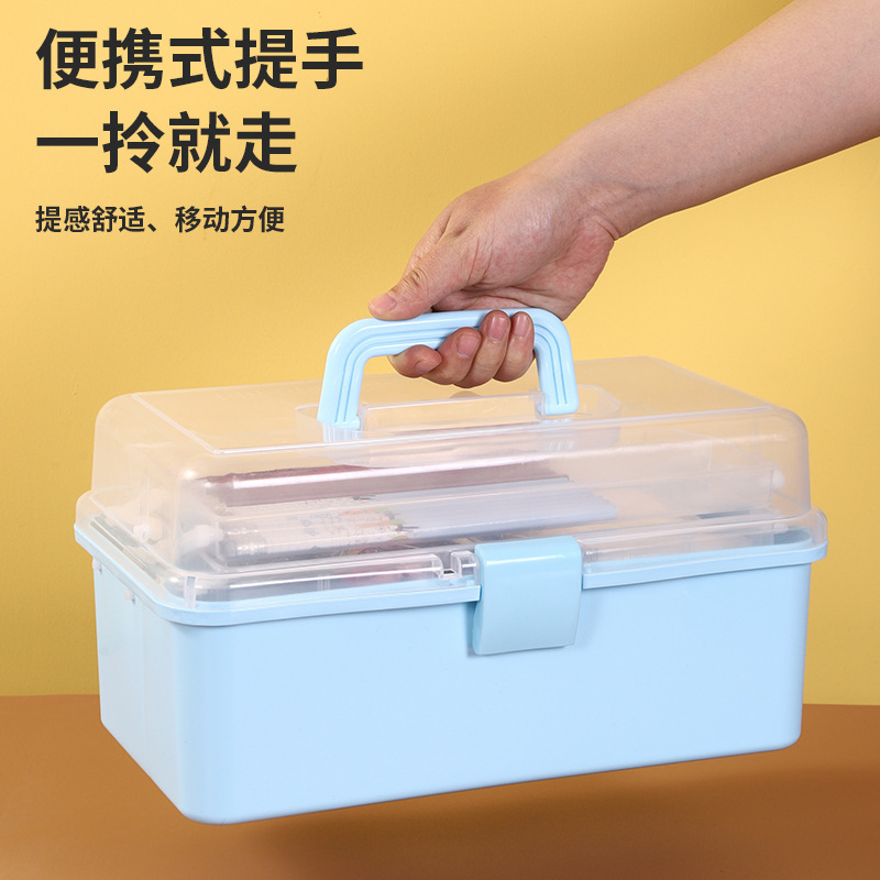 多层工具箱美甲箱美术杂物塑料收纳盒可折叠三层手提收纳箱大容量|undefined