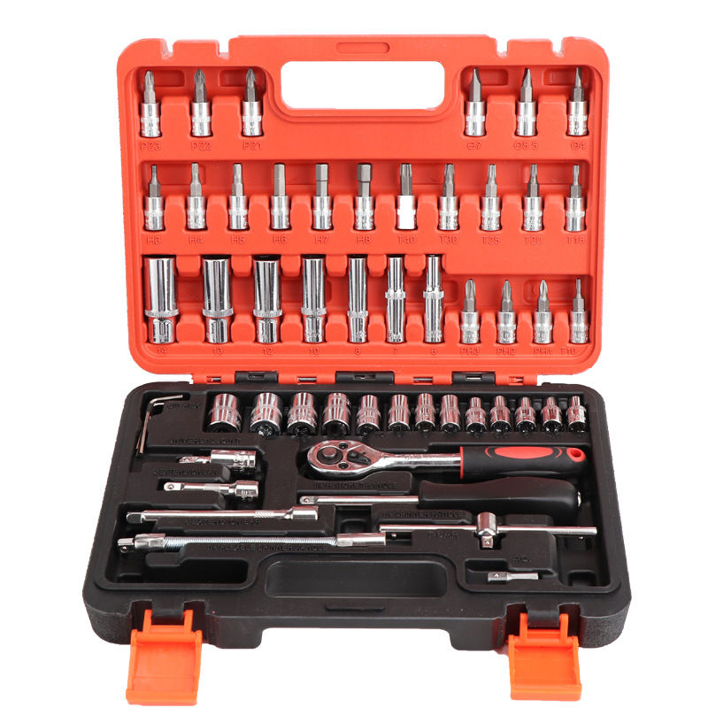 厂家直销棘轮套筒扳手53件套装工具 维修汽车工具箱 多功能组套