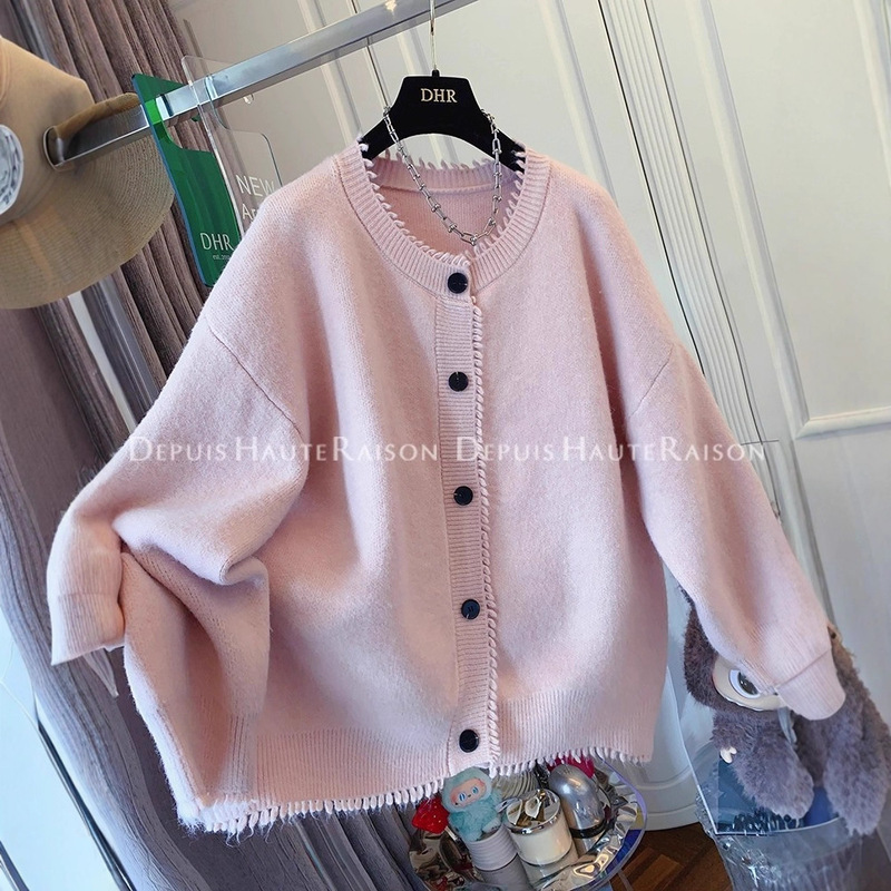 Elegant Tassel Sweater Knitwear for Women 2026 Autumn and Winter New Style Fleece-Lined Thick Loose Slimming Cardigan Coat