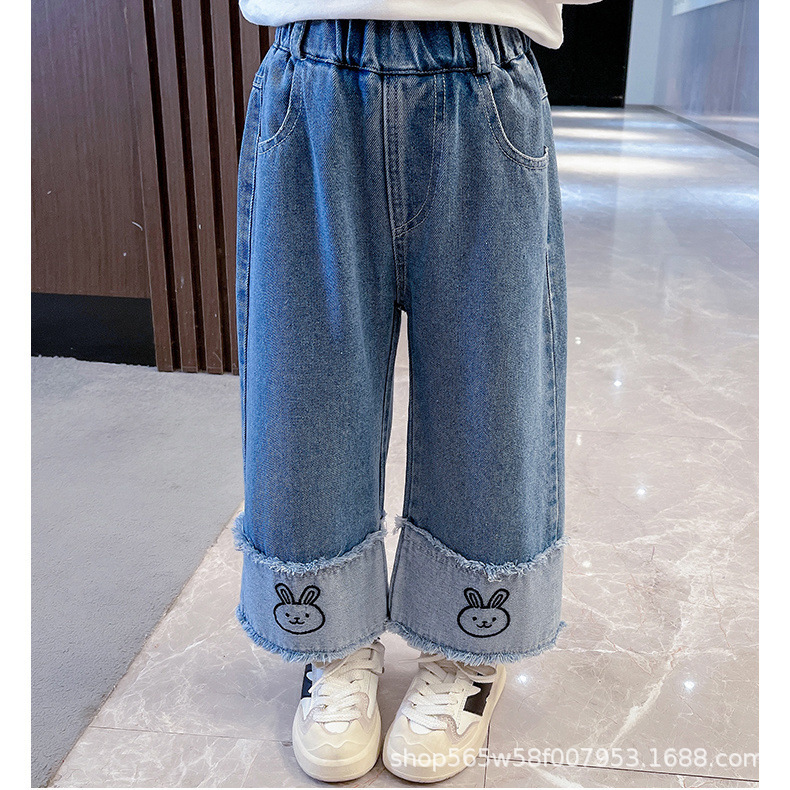 Nuevos jeans de chicas primavera y otoño de piernas anchas pantalones de primavera para niños pantalones rectos de chicas pantalones chinos image 6