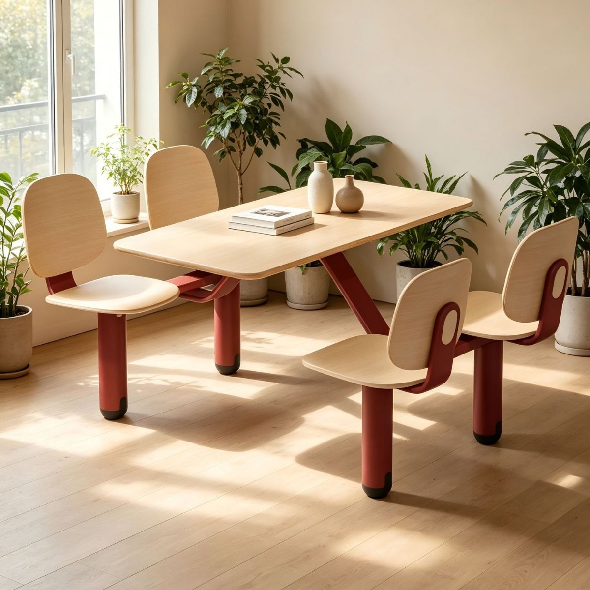 Dining Chair Nordic Simple Modern Backrest Chair Dining Table for 4 People School Company Chair Integrated Dining Table and Chair Dining Chair