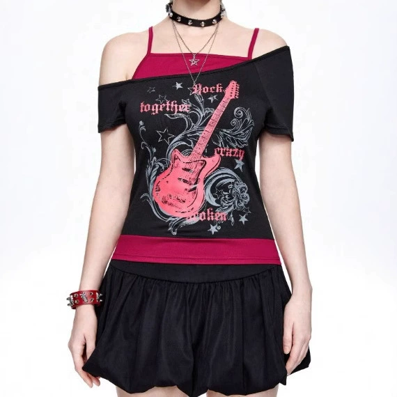 Трансграничная INS модная европейская и американская трансграничная летняя новая мода с готическим узором женская футболка с короткими рукавами оптом