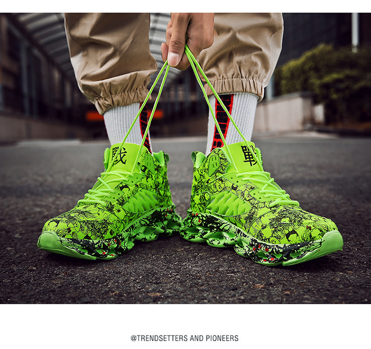 Esportes e lazer masculinos de inverno, tênis de corrida de basquete de cano alto para estudantes, tamanho grande_voghion.com