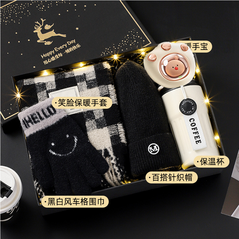 Black and white windmill plaid scarf❤Yulu has you gift box [package ten]