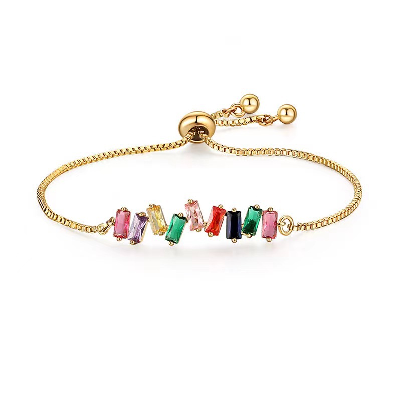 Daily Occasion Copper Material Simple Style Geometric Copper Inlay Zircon Drawstring Bracelets