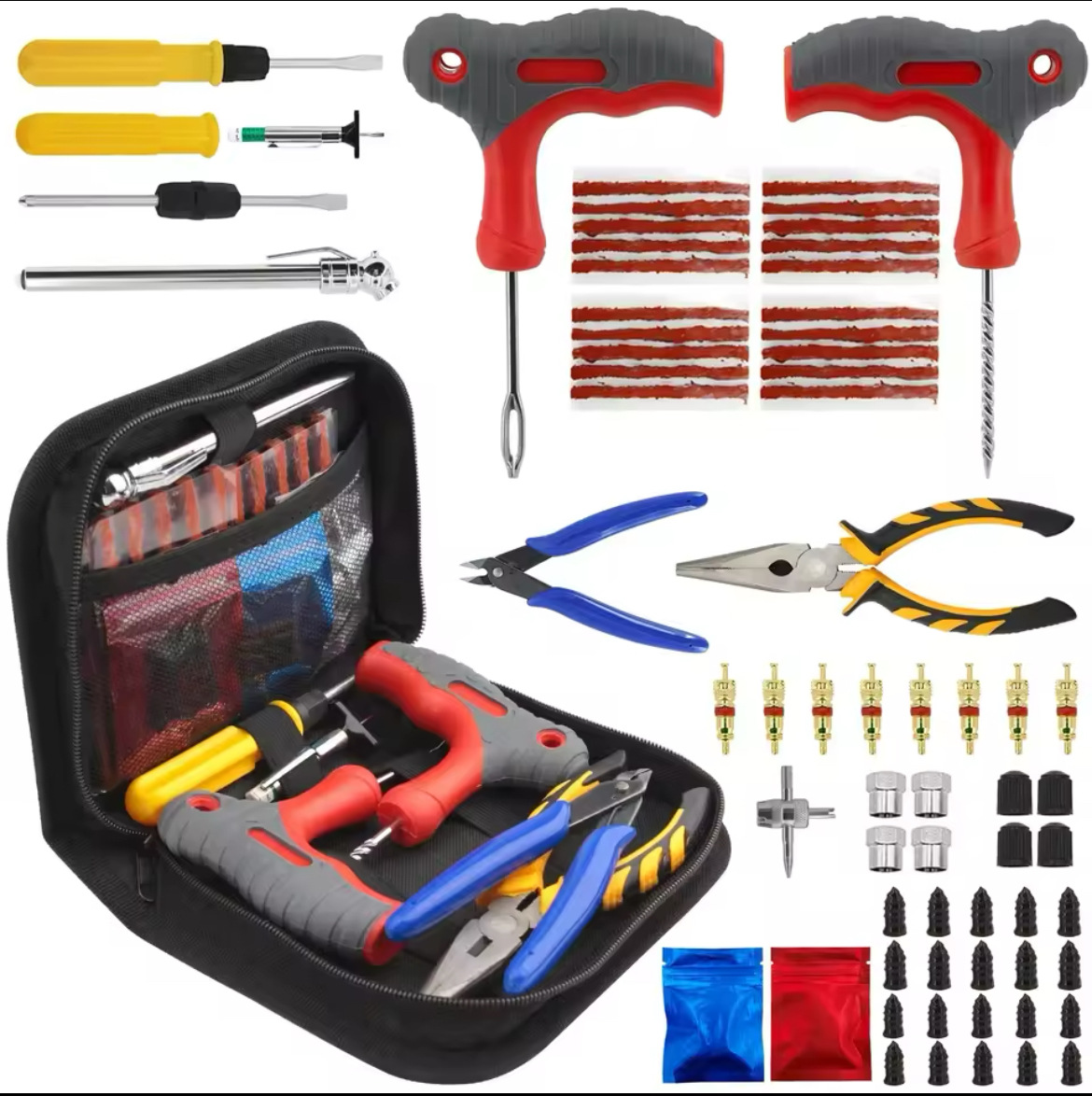 95-Piece Motorcycle and Electric Vehicle Vacuum Tire Repair Tool Kit, Quick Emergency Tire Repair Strips and Film, Special for Tires