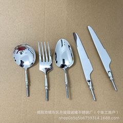 厚い304ステンレス食器五金頭刀フォークスプーン頭丸いスプーン頭高級西洋食器挿し木柄頭セット