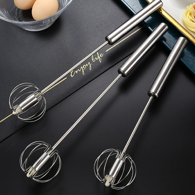 Stainless steel semi -automatic eggbeater presses the rotating eggs egg cream cream mixer kitchen baking tool