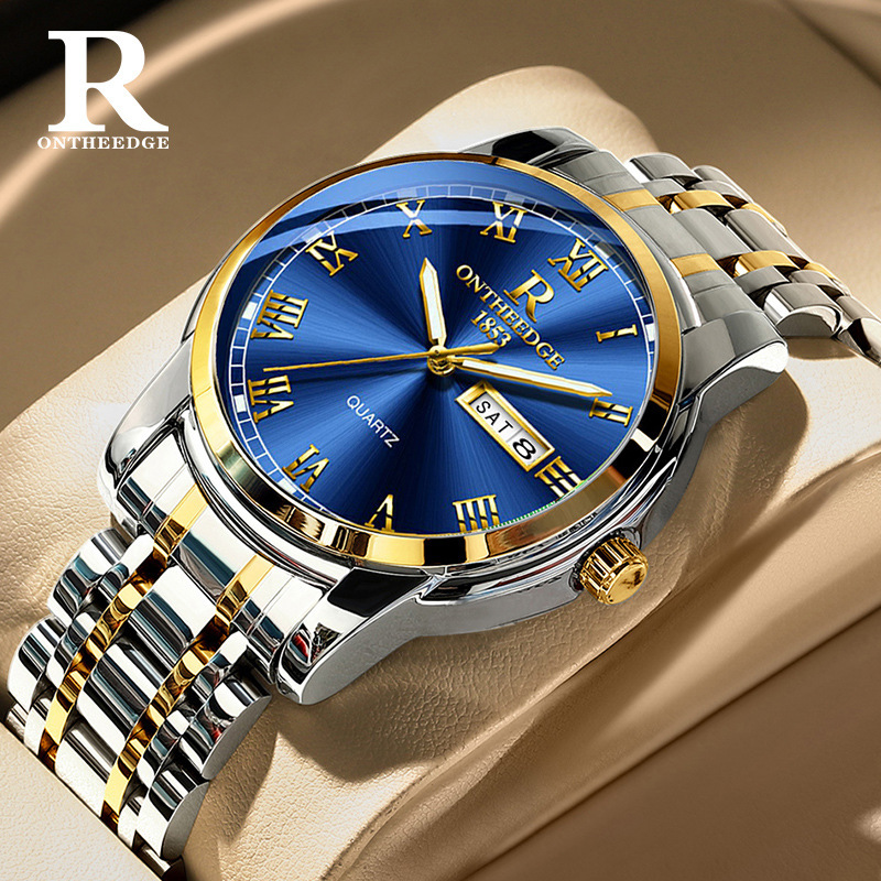 Rui Zhi Yuan Fashionable Swiss Watch Waterproof Luminous Watch Men's Alloy Quartz Watch High-Value Men's Business Watch