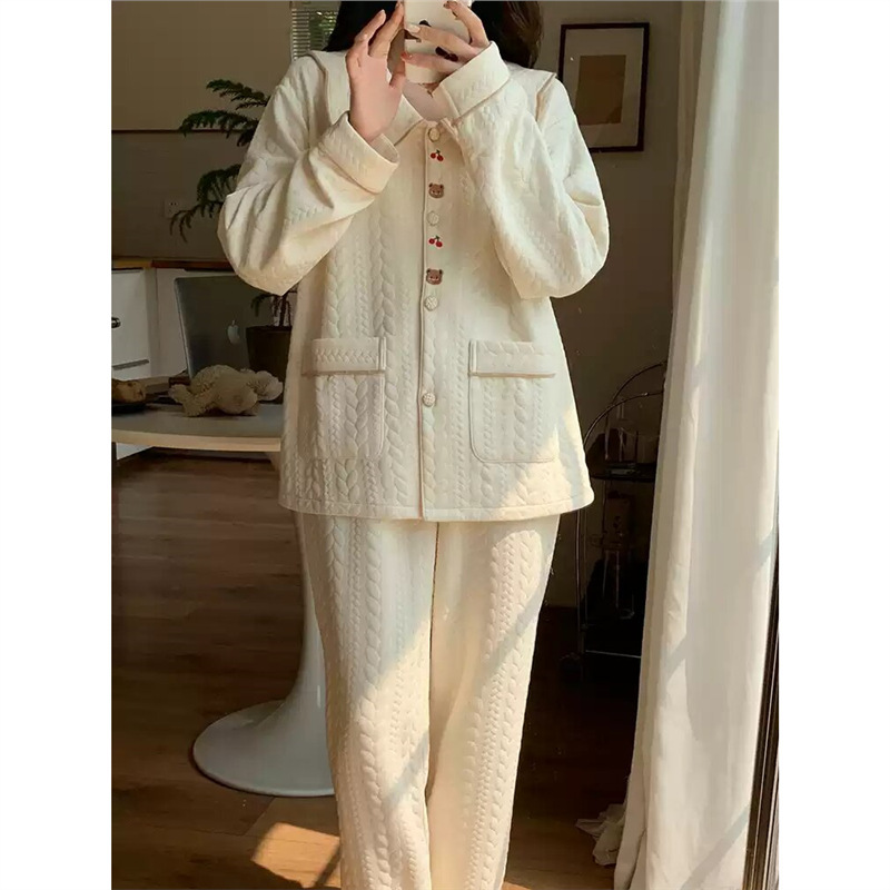 5A抗菌纯棉甜美系秋冬季保暖空气棉月子服喂奶衣孕妇哺乳睡衣孕期|undefined