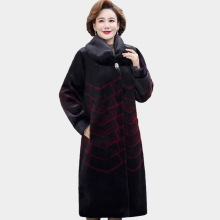 妈妈装冬季品质貂皮大衣整貂中老年女长款过膝仿水貂海宁皮草外套