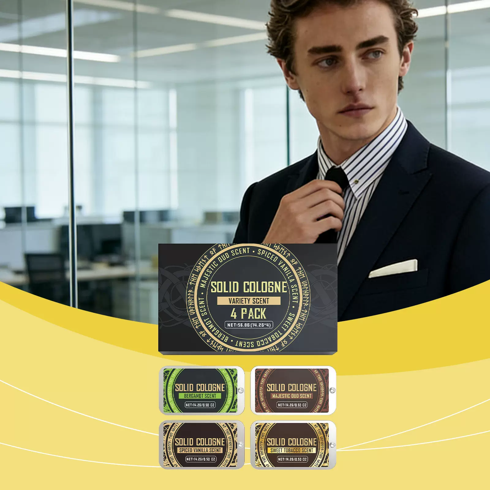 男士固体香膏套装 舒适淡雅清新持久留香日常便捷男士香膏套装