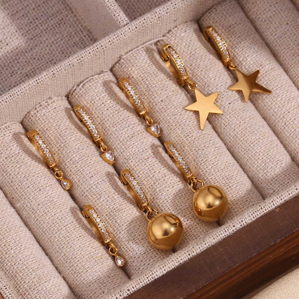 Micro-inset Zircon Stainless Steel Geometric Earrings