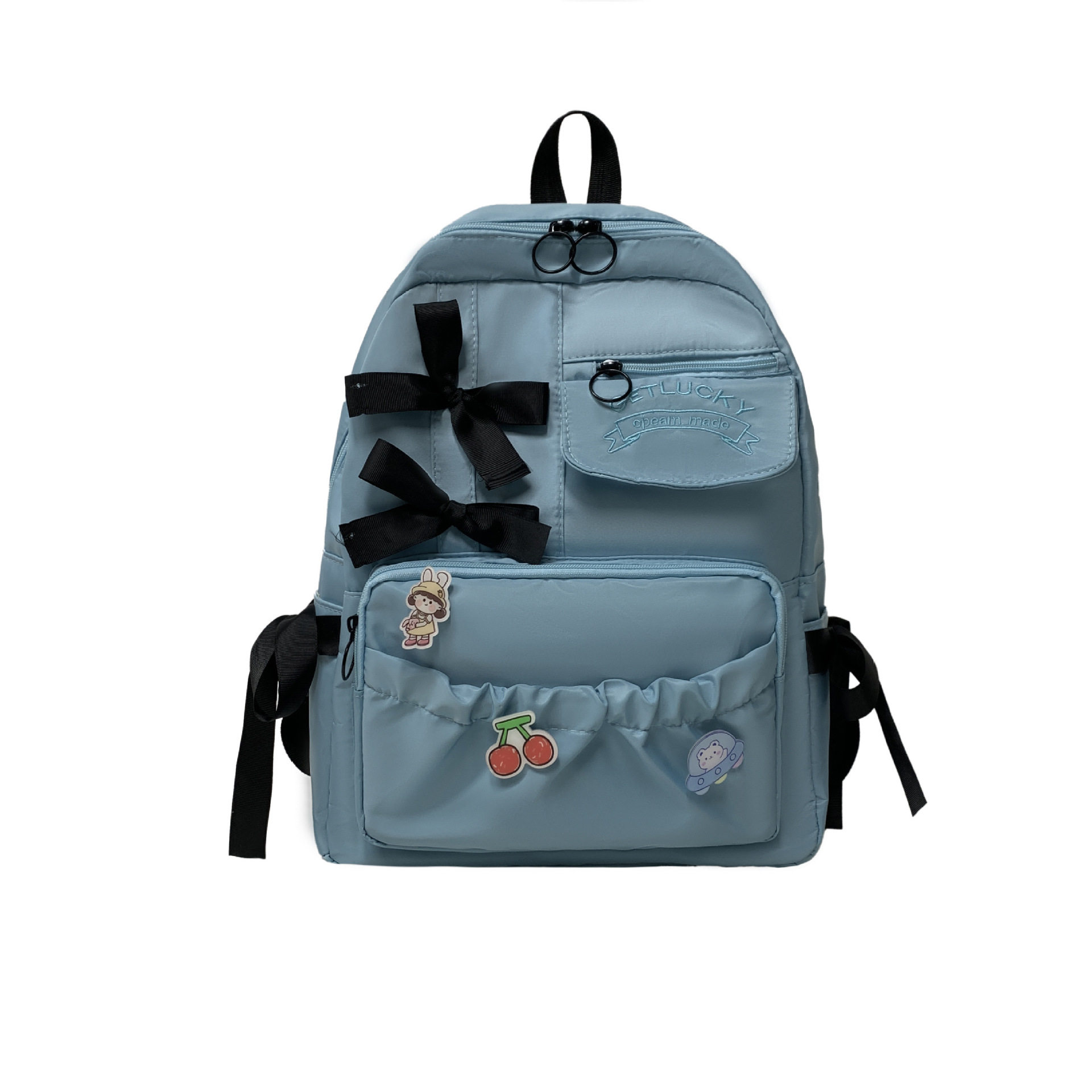 Brand backpack with bow