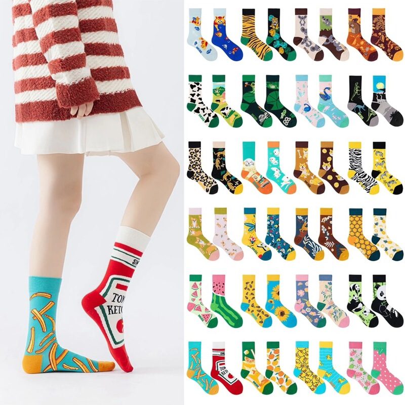 Smlsox Summer Original Design Ab Style Asymmetrical Mandarin Duck Couple Mid-High Tube Foreign Trade Colorful Christmas Cotton Trendy Socks