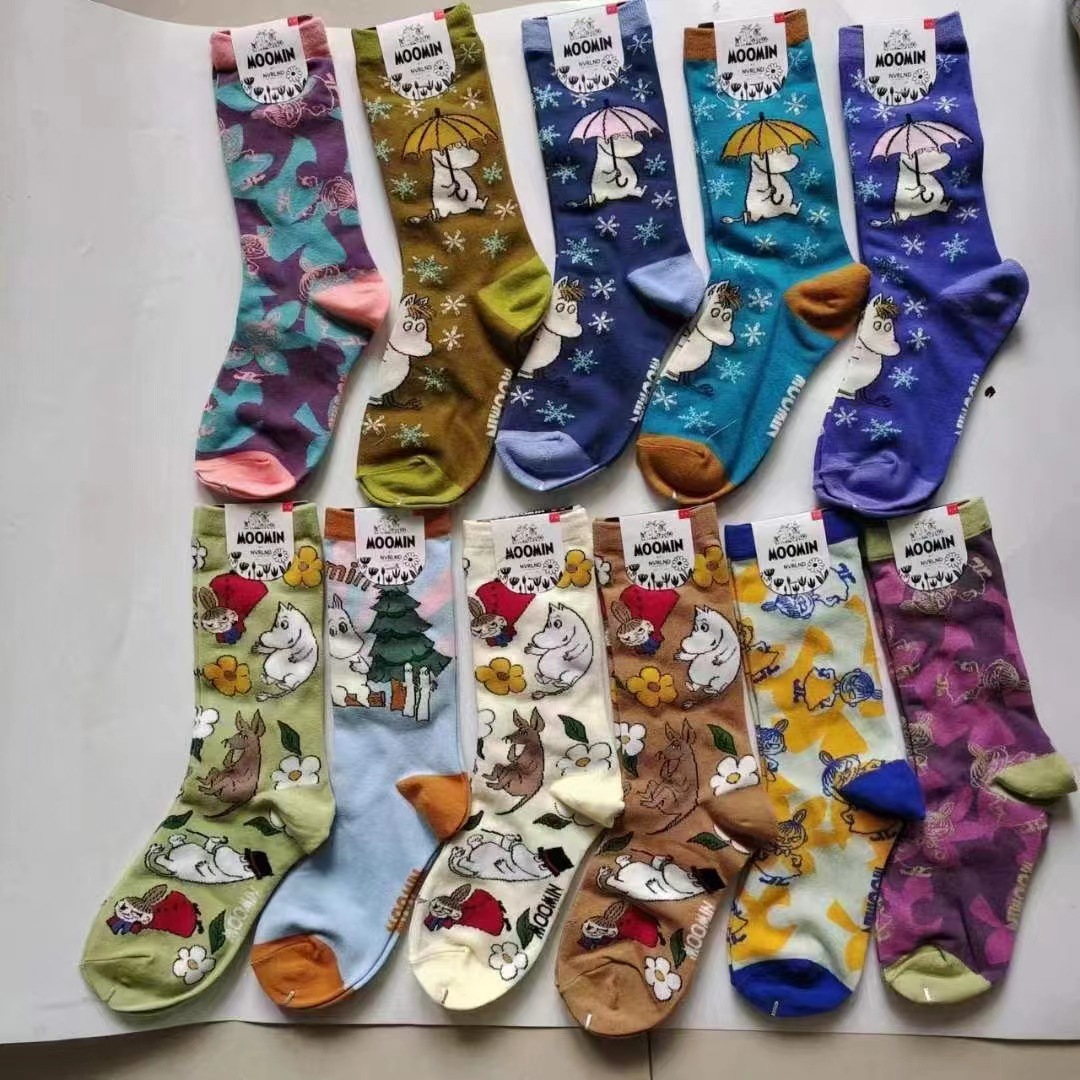 2025d New Yami Moomin Cartoon Pattern Women's Mid-Calf Student Trendy Socks_voghion.com
